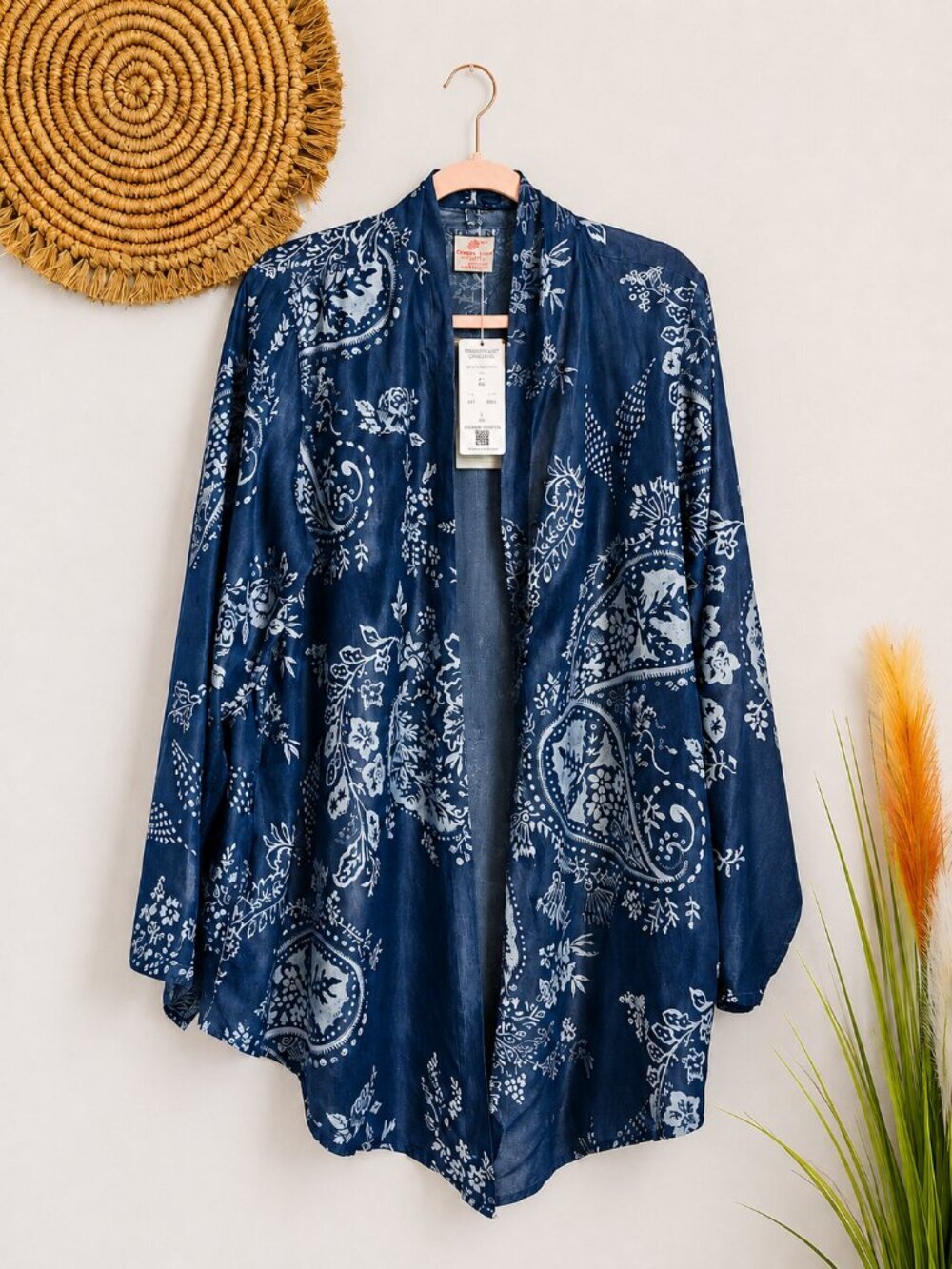 Laurie Felt NEW Penny Lane Paisley Chambray Lightweight Jacket Topper SZ Large - Picture 12 of 12